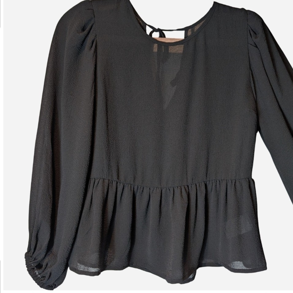 Express Black Peplum Blouse - Picture 3 of 12